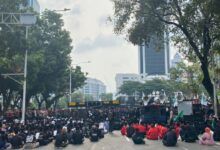 Ilustrai aksi unjuk rasa yang berlangsung di wilayah Jakarta Pusat